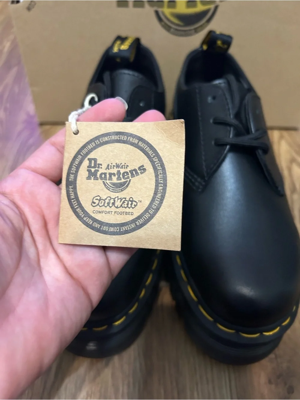 DR MARTENS Audrick 3 eye black leather platform lace up oxfords shoes sz 7 new